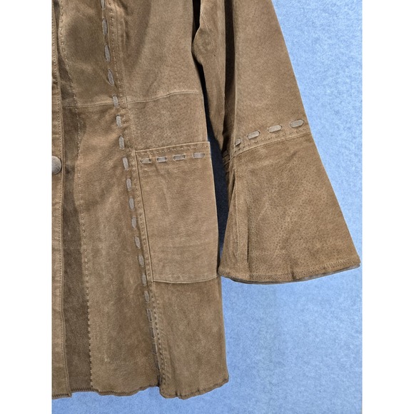 Vintage Chi by Falchi Sueded Leather Western Jacket Women S Brown Boho - Picture 2 of 11